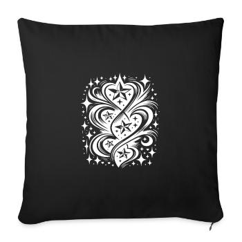 Tattoo composition of stars and hearts - Sofa pillowcase 17,3'' x 17,3'' (45 x 45 cm) - black - Front