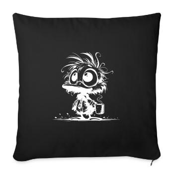 Bright funny business duck with coffee - Sofa pillowcase 17,3'' x 17,3'' (45 x 45 cm) - black - Front
