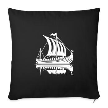 Large Viking Dragon Boat with Sail - Sofa pillowcase 17,3'' x 17,3'' (45 x 45 cm) - black - Front