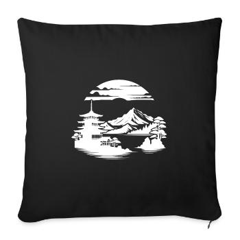 Asian Landscape Meditation Japan Design - Sofa pillowcase 17,3'' x 17,3'' (45 x 45 cm) - black - Front