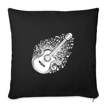 Guitar with Flying Music Sheet Music - Sofa pillowcase 17,3'' x 17,3'' (45 x 45 cm) - black - Front