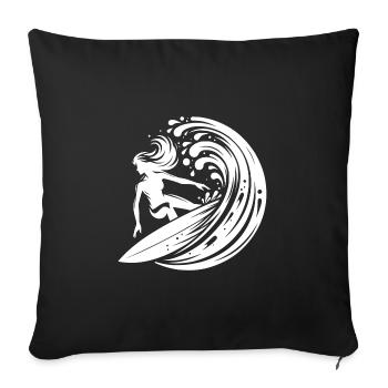 Pretty surfer surfing in big wave - Sofa pillowcase 17,3'' x 17,3'' (45 x 45 cm) - black - Front