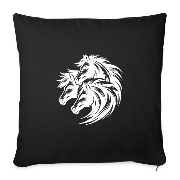 Elegant horse heads with wild mane - Sofa pillowcase 17,3'' x 17,3'' (45 x 45 cm) - black - Front