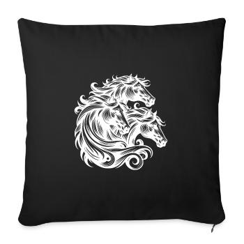 Wild horse heads with elegant mane in the wind - Sofa pillowcase 17,3'' x 17,3'' (45 x 45 cm) - black - Front