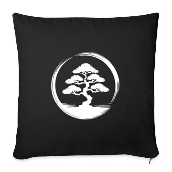 Jardin japonais Art Bonsaï Cercle D’arbre - Housse de coussin décorative 45 x 45 cm - noir - Devant
