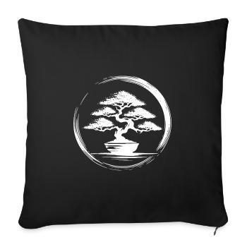 Bonsaï esthétique japonaise vintage - Housse de coussin décorative 45 x 45 cm - noir - Devant