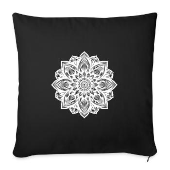 Fleurs Mandala Yoga et Sérénité Design - Housse de coussin décorative 45 x 45 cm - noir - Devant
