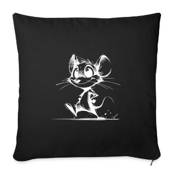 Funny Kids Baby Mouse Simple Pencil Sketch - Sofa pillowcase 17,3'' x 17,3'' (45 x 45 cm) - black - Front