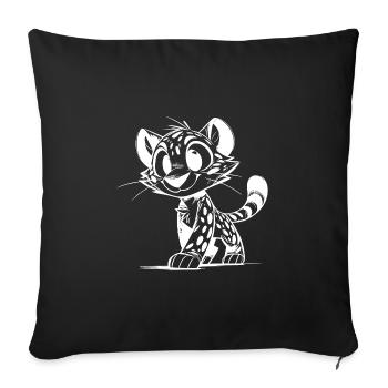 Small leopard with spots and big eyes - Sofa pillowcase 17,3'' x 17,3'' (45 x 45 cm) - black - Front