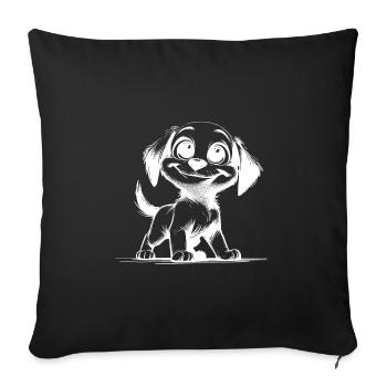 Chiot pour enfants avec de grands yeux et de grandes oreilles - Housse de coussin décorative 45 x 45 cm - noir - Devant