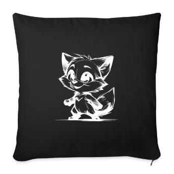 Cute Kids Fox Pencil Drawing - Sofa pillowcase 17,3'' x 17,3'' (45 x 45 cm) - black - Front