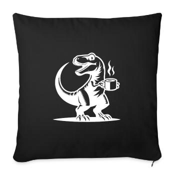 Morning grouch dinosaur with coffee cup - Sofa pillowcase 17,3'' x 17,3'' (45 x 45 cm) - black - Front