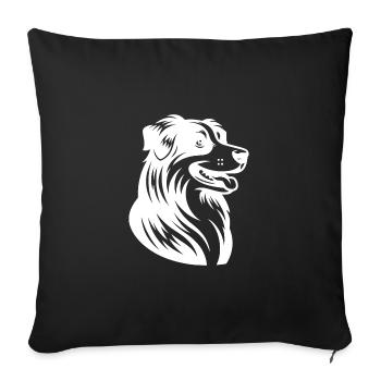 Fier portrait de chien de berger australien - Housse de coussin décorative 45 x 45 cm - noir - Devant
