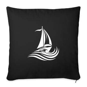 Segelboot bei starkem Wellengang auf offener See - Sofakissenbezug 45 x 45 cm - Schwarz - Vorne