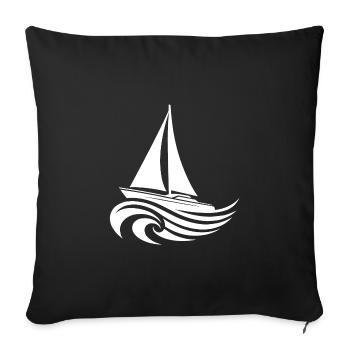 Segelyacht bei schwerem Wellengang auf offener See - Sofakissenbezug 45 x 45 cm - Schwarz - Vorne