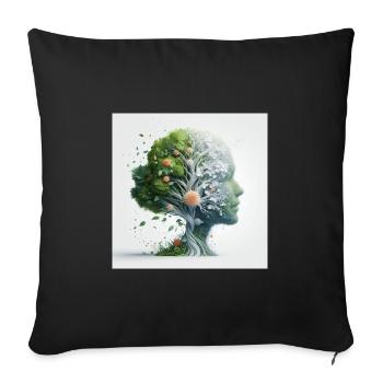 Abstrakte Kunst: Frau und Natur - Sofakissenbezug 45 x 45 cm - Schwarz - Vorne