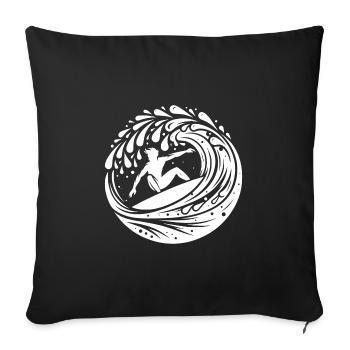Professional surfer surfing in wave tunnel - Sofa pillowcase 17,3'' x 17,3'' (45 x 45 cm) - black - Front