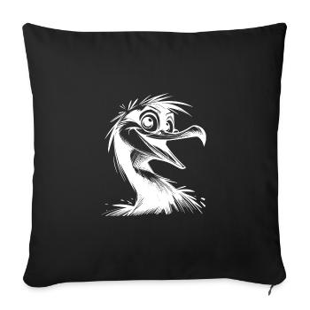 Croquis au crayon Cormoran Big Eyes drôle - Housse de coussin décorative 45 x 45 cm - noir - Devant
