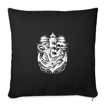 Coastal lighthouse with anchor and light - Sofa pillowcase 17,3'' x 17,3'' (45 x 45 cm) - black - Front