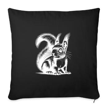 Children's Sketch Squirrel Pencil Drawing - Sofa pillowcase 17,3'' x 17,3'' (45 x 45 cm) - black - Front