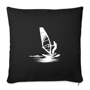 Windsurfer Surf Training Water and Wind - Sofa pillowcase 17,3'' x 17,3'' (45 x 45 cm) - black - Front