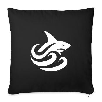 Shark in Waves Tattoo Logo Style - Sofa pillowcase 17,3'' x 17,3'' (45 x 45 cm) - black - Front