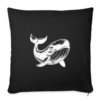Friendly Smiling Blue Whale Diver Sketch - Sofa pillowcase 17,3'' x 17,3'' (45 x 45 cm) - black - Front