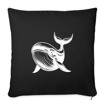 Beautiful Diver Blue Whale Pencil Sketch - Sofa pillowcase 17,3'' x 17,3'' (45 x 45 cm) - black - Front