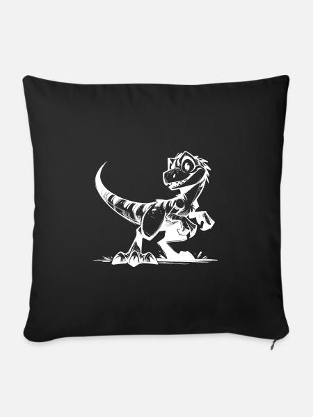 Bissiger Raptor Dinosaurier Spass Skizze - Sofakissenbezug 45 x 45 cm - Schwarz