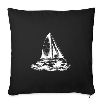 Wellengang und Katamaran Segelboot in Wellen - Sofakissenbezug 45 x 45 cm - Schwarz - Vorne