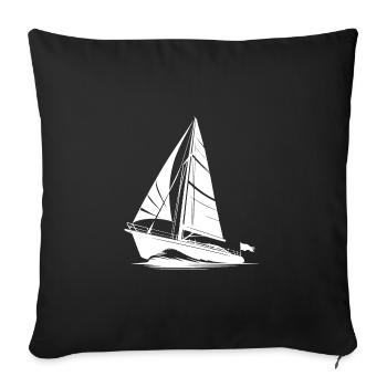 Sailboat in big waves under sail in the wind - Sofa pillowcase 17,3'' x 17,3'' (45 x 45 cm) - black - Front