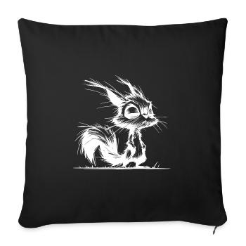 Croquis au crayon de bébé écureuil fatigué - Housse de coussin décorative 45 x 45 cm - noir - Devant