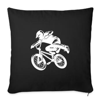 BMX Bike Stunt Fahrer Downhill Sprung Style - Sofakissenbezug 45 x 45 cm - Schwarz - Vorne
