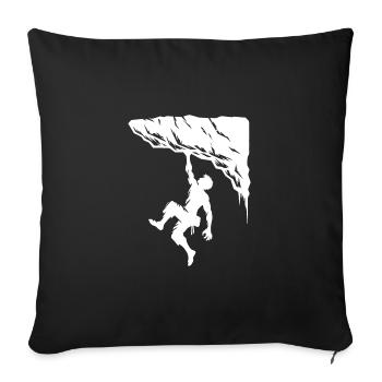 Rocher en surplomb avec escalade libre pour l’homme - Housse de coussin décorative 45 x 45 cm - noir - Devant