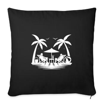 La vie de fête sur la plage, les vacances et les palmiers au bord de la mer - Housse de coussin décorative 45 x 45 cm - noir - Devant