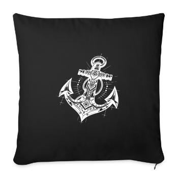 Elegant Tattoo Style Anchor - Sofa pillowcase 17,3'' x 17,3'' (45 x 45 cm) - black - Front