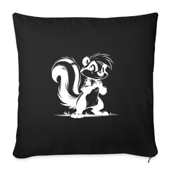 Kids Skunk Pencil Drawing Sketch - Sofa pillowcase 17,3'' x 17,3'' (45 x 45 cm) - black - Front