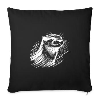 Cute Otter Portrait Pencil Sketch - Sofa pillowcase 17,3'' x 17,3'' (45 x 45 cm) - black - Front