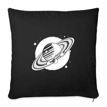 Giant planet with rings and moons in front of sun - Sofa pillowcase 17,3'' x 17,3'' (45 x 45 cm) - black - Front