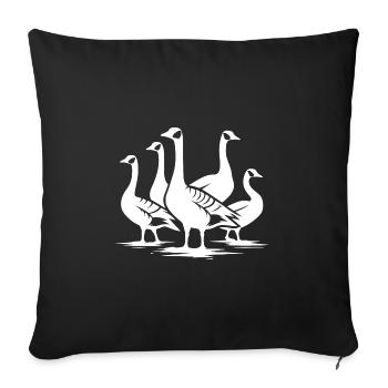 Un troupeau de jolies oies sauvages - Housse de coussin décorative 45 x 45 cm - noir - Devant
