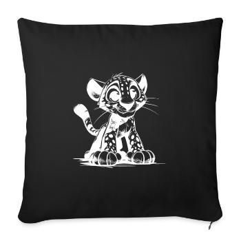 Petit Câlin Bébé Léopard Dessin Enfants - Housse de coussin décorative 45 x 45 cm - noir - Devant