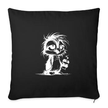 Really tired penguin not rested with coffee - Sofa pillowcase 17,3'' x 17,3'' (45 x 45 cm) - black - Front