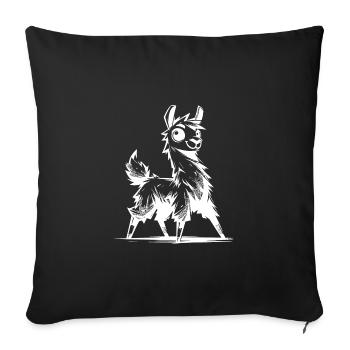 Friendly Curious Llama Pencil Sketch Style - Sofa pillowcase 17,3'' x 17,3'' (45 x 45 cm) - black - Front
