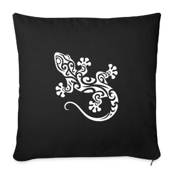 Gecko mignon dans le style d’encre de tatouage tribal - Housse de coussin décorative 45 x 45 cm - noir - Devant