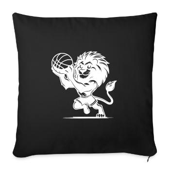 Lion orageux avec ballon de basket - Housse de coussin décorative 45 x 45 cm - noir - Devant