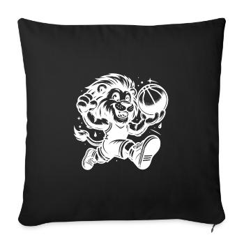 Strahlender Löwe stürmisch mit Basketball - Sofakissenbezug 45 x 45 cm - Schwarz - Vorne