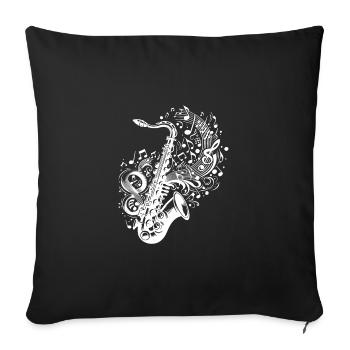 Saxophon mit schwebenden Musik Noten - Sofakissenbezug 45 x 45 cm - Schwarz - Vorne