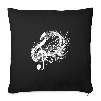 Les notes de musique tourbillonnent avec la clé - Housse de coussin décorative 45 x 45 cm - noir - Devant
