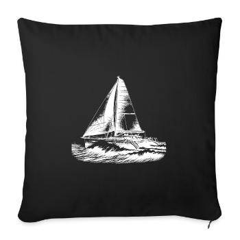 Fast catamaran sailboat in big waves - Sofa pillowcase 17,3'' x 17,3'' (45 x 45 cm) - black - Front