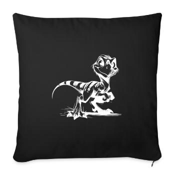 Cuddly Raptor Baby Dino Croquis au crayon pour enfants - Housse de coussin décorative 45 x 45 cm - noir - Devant